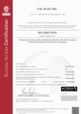 ITAL BI OIL SRL 45001 - 2018